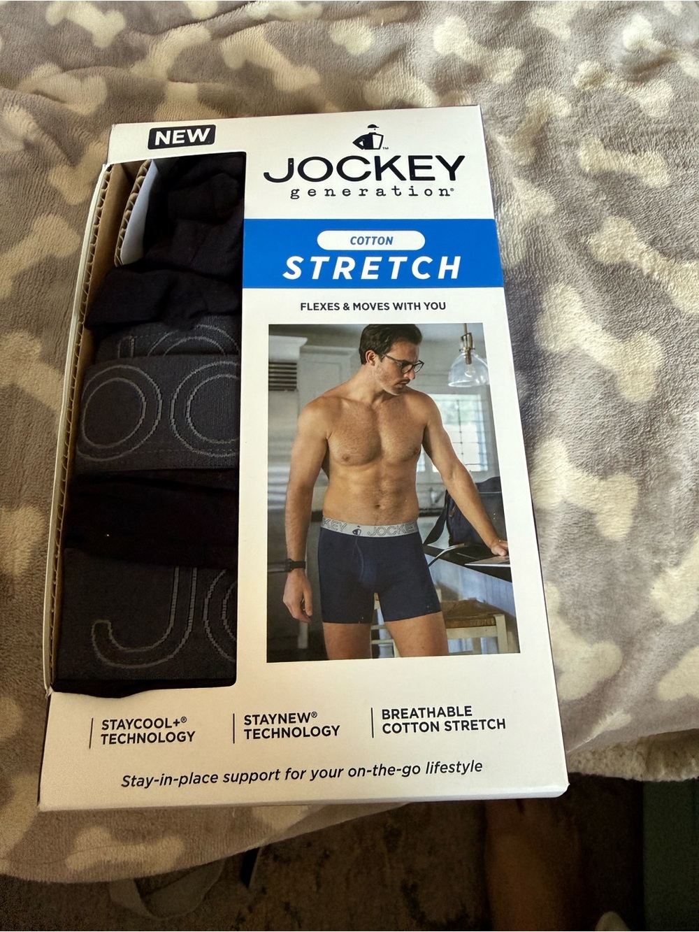 Jockey Cotton Stretch Boxer Briefs - Black & Navy